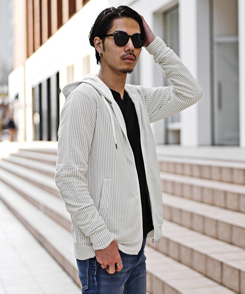 JOKER】シアサッカーZIPパーカー メンズ パーカー 爽やか キレイな