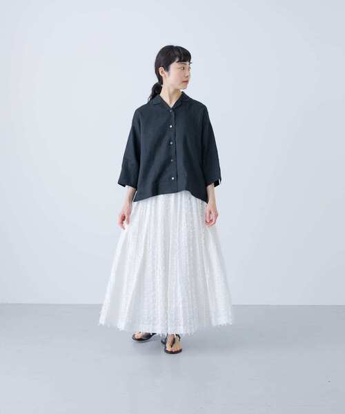 かぐれ（カグレ）の「リネンオープンカラーシャツ（シャツ/ブラウス