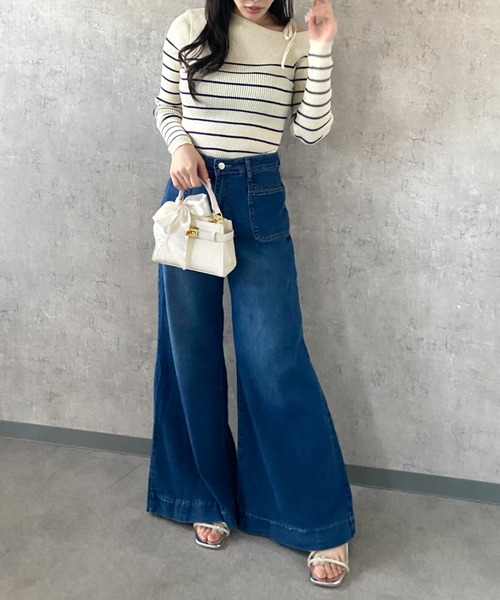 セール】【2026春夏新作】ポケットデザイン ハイウエストワイドフレア