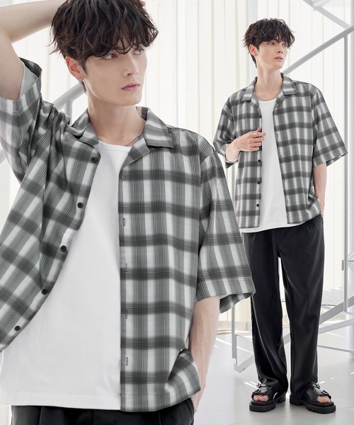 セットアップ 3点セット】防シワ接触冷感リラックスワイドシャツ+天竺