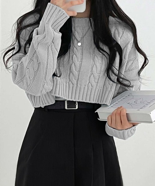 Girly Doll（ガーリードール）の「クロップド丈ケーブルニット（ニット
