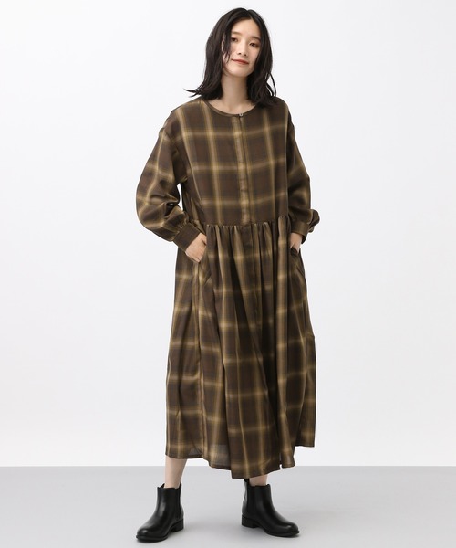 セール】《natural by clip》TRWチェック前開きワンピース[プチサイズ