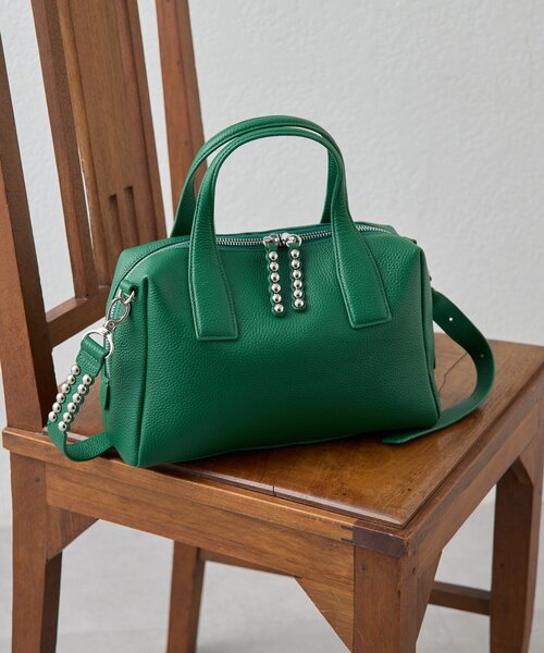 セール】《本革/ショルダー付き》スタッズボストンバッグ（ボストン