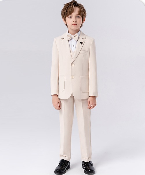 セール】キッズスーツ 長袖ジャケット+ベスト+パンツ+蝶ネクタイ+