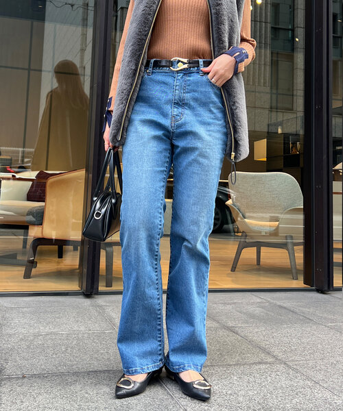 セミフレアデニムパンツ（デニムパンツ）｜Chez toi（シェトワ）の