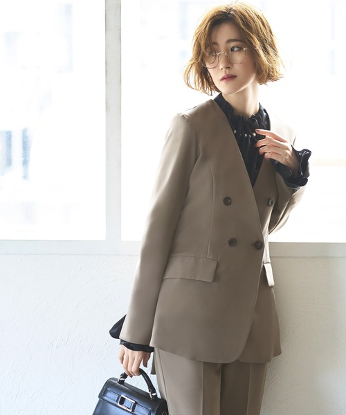 バッククロスケープダブルブレストジャケット＆ストレートパンツ