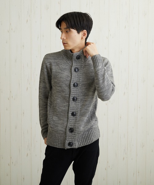 セール】《Bling Leads》ニット素材ハイネックカーディガン