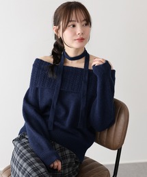 オフショルダー」に該当するトップス（リボン）ファッション通販