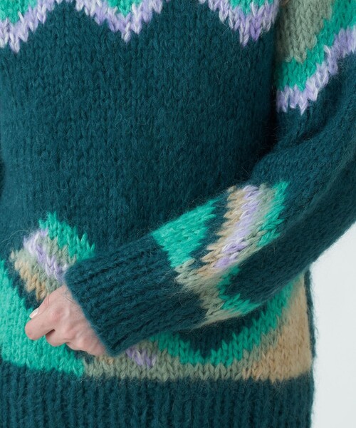 MACPHEE（マカフィー）の「カラーインターシャ クルーネックプル