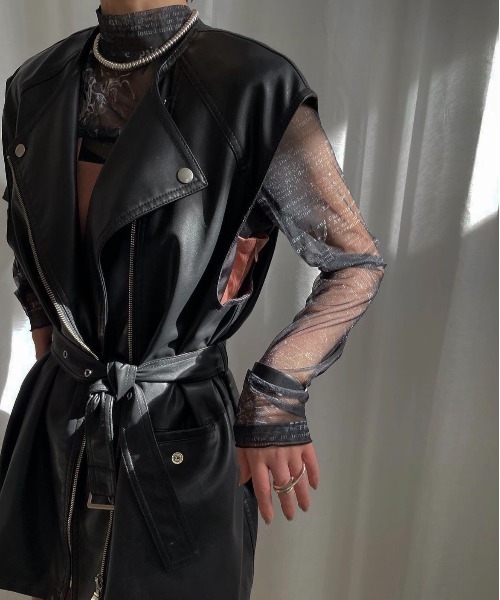 Ameri（アメリ）の「RIDERS SYNTHETIC LEATHER VEST JACKET（ベスト