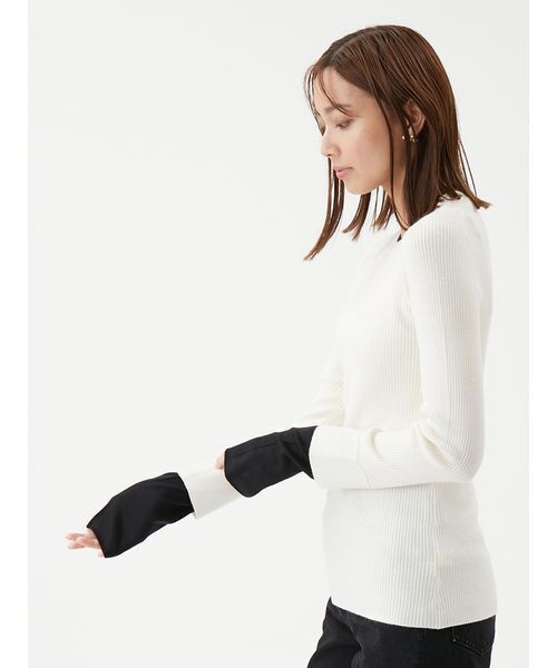 バイカラーリブニット（ニット/セーター）｜Mila Owen（ミラオーウェン