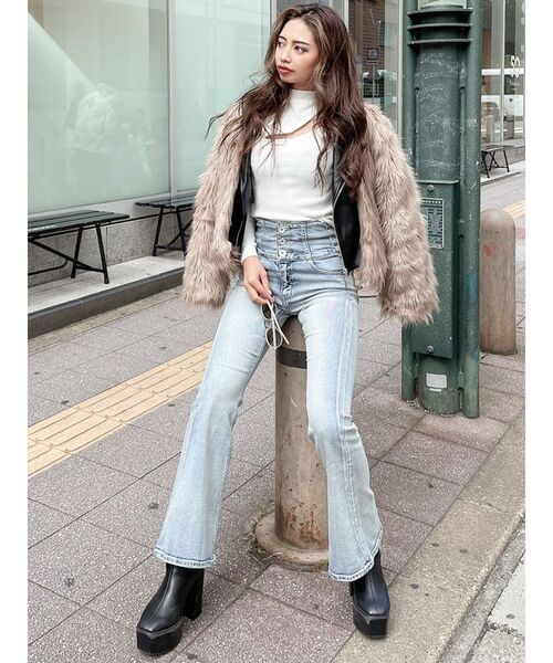 GYDA（ジェイダ）の「レイヤードエコファーライダースジャケット