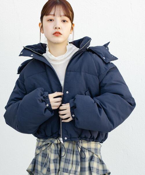 セール】ショート中綿フードジャケット（ダウンジャケット/コート