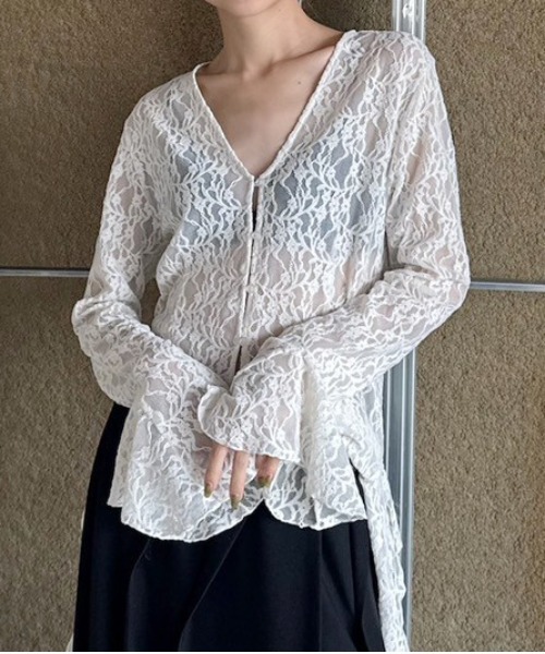 UND 2WAY CUT LACE FRILL TOP（Tシャツ/カットソー）｜Ameri（アメリ