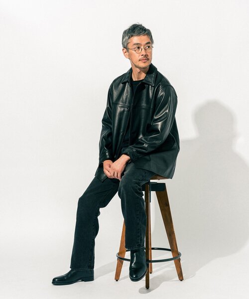 EDIFICE（エディフィス）の「シープレザー カーコート（カバーオール