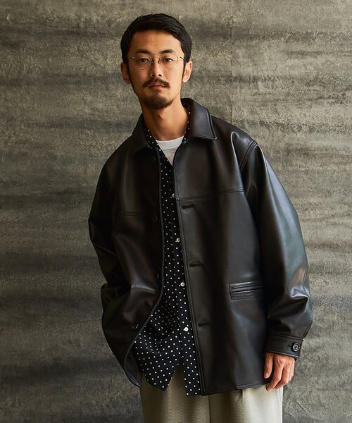 EDIFICE（エディフィス）の「シープレザー カーコート（カバーオール