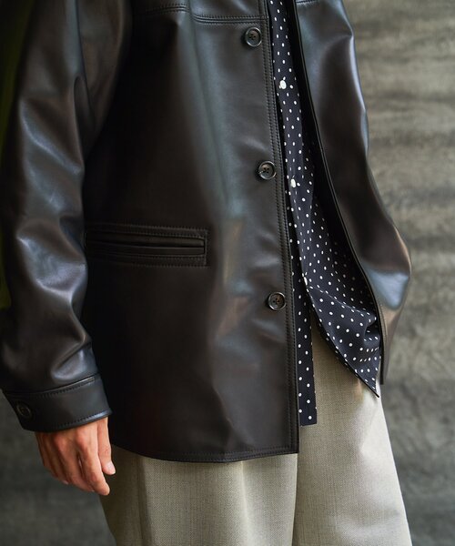 EDIFICE（エディフィス）の「シープレザー カーコート（カバーオール