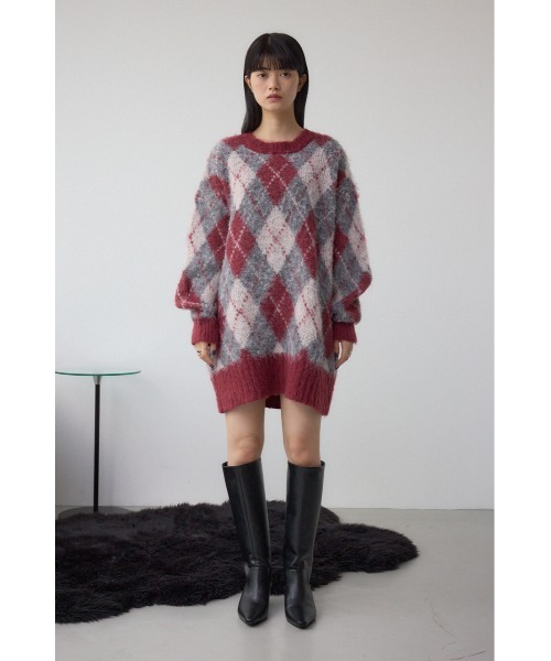 セール】アーガイルシャギーニット（ニット/セーター）｜AZUL BY