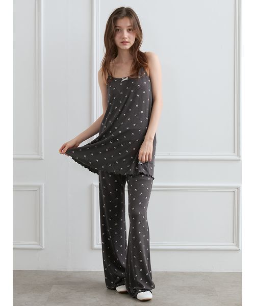 セール】針抜きリボン柄ロングパンツ（ルームウェア/パジャマ
