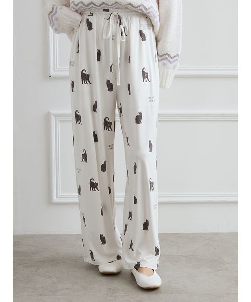 セール】CAT総柄ロングパンツ（ルームウェア/パジャマ）｜gelato pique