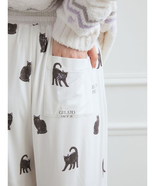 セール】CAT総柄ロングパンツ（ルームウェア/パジャマ）｜gelato pique