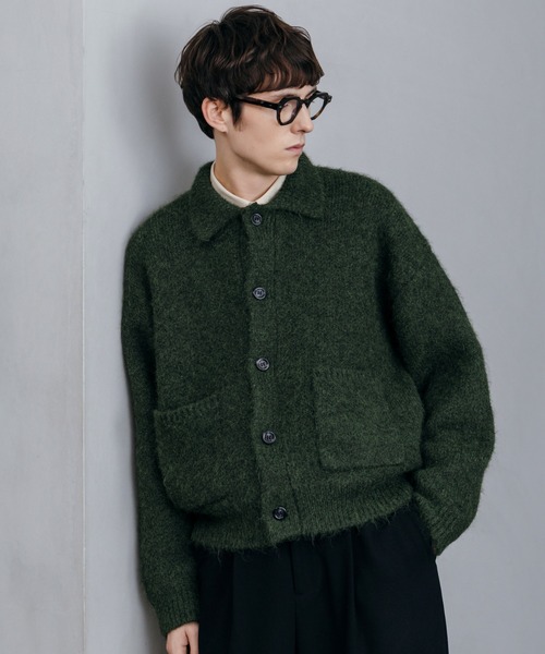 LURAKU】Shaggy Knit Polo Cardigan / シャギーニットポロカーディガン