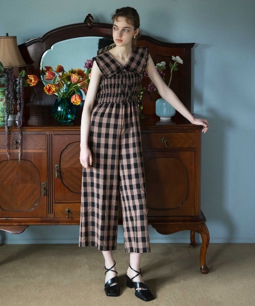 REDYAZEL（レディアゼル）の「ギンガムオールインワン×付け襟セット