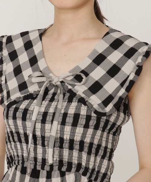 REDYAZEL（レディアゼル）の「ギンガムオールインワン×付け襟セット