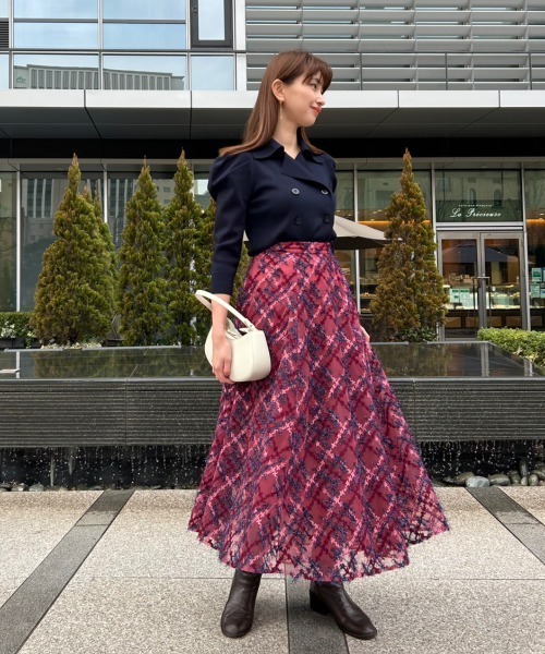 SNIDEL（スナイデル）の「エンブロイダリーチェックスカート（スカート