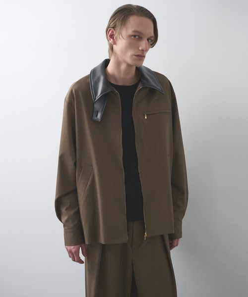 セール】【CULLNI】別注 Leather Color Zip Blouson/別注 襟レザー