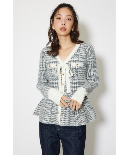 セール】2WAYペプラムジャガードニットカーディガントップス 秋服 冬服