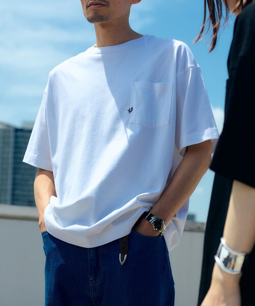 WEB限定】SHIPS:〈汗染み防止加工〉ワンポイントロゴ ビッグシルエット