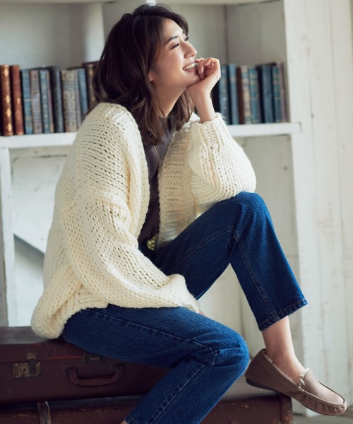 セール】ハンドメイドローゲージニットカーディガン[C4836