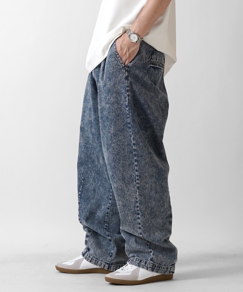 セール】ヴィンテージライク ケミカルウォッシュ テーパード 2タック