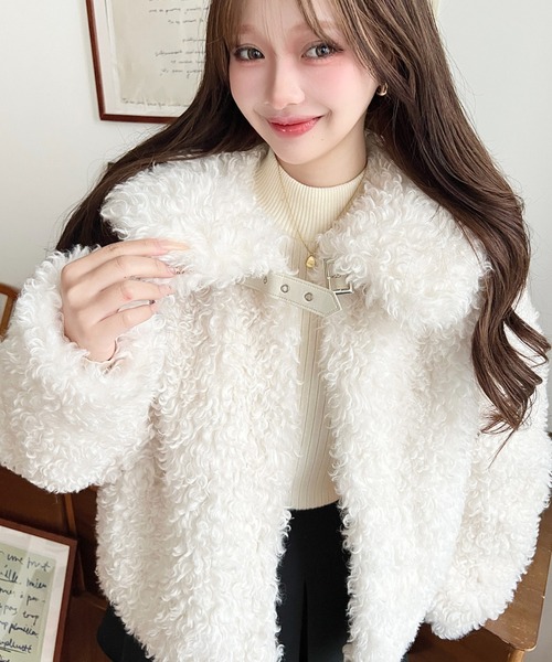セール】衿付きプードルフェイクファーブルゾン（その他アウター
