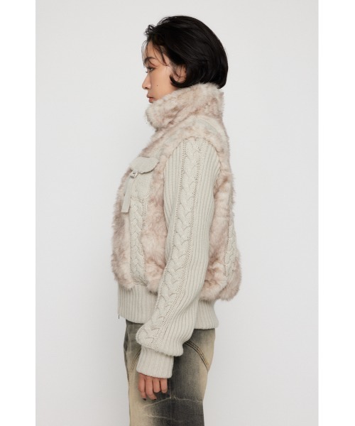 LAGUA GEM（ラグアジェム）の「CABLE KNIT FAUX FUR ブルゾン