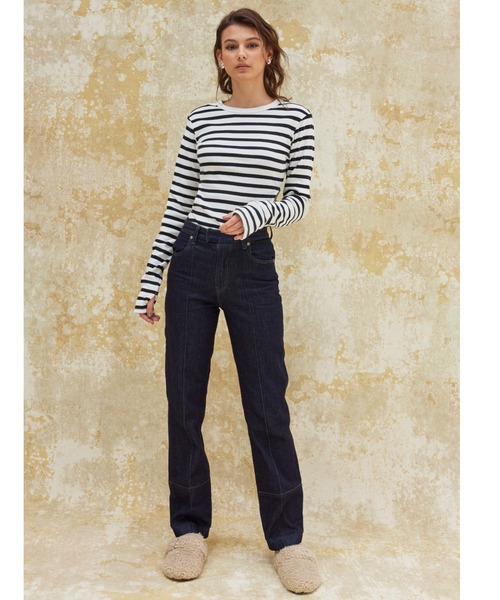 ALEXIA STAM（アリシアスタン）の「Pin Tuck Straight Denim Pants