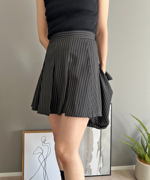 セール】ピンストライプジャケット×プリーツスカート セットアップ
