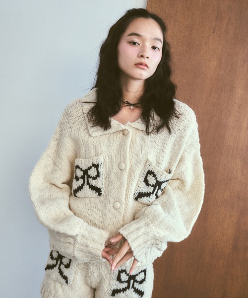 poiregnee（ポワニェ）の「リボンニットブルゾン（ニット/セーター