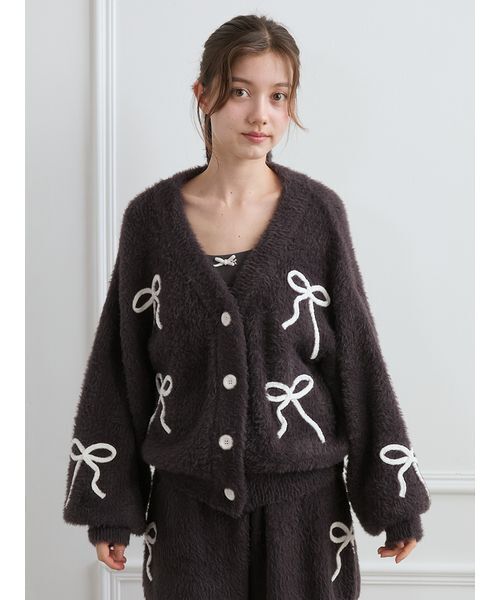 セール】リボンフェザーカーディガン（ルームウェア/パジャマ