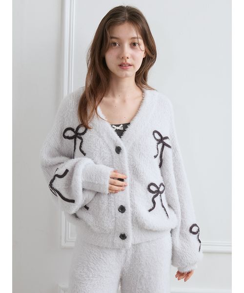 セール】リボンフェザーカーディガン（ルームウェア/パジャマ