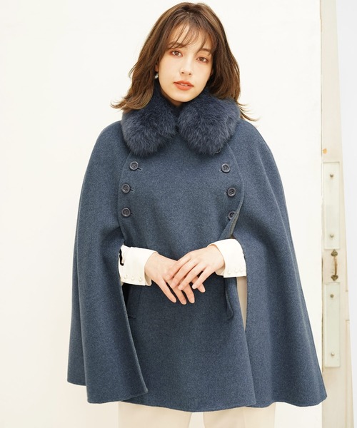 Filomo]カシミヤブレンドウール ダブルフェイスケープ（ポンチョ