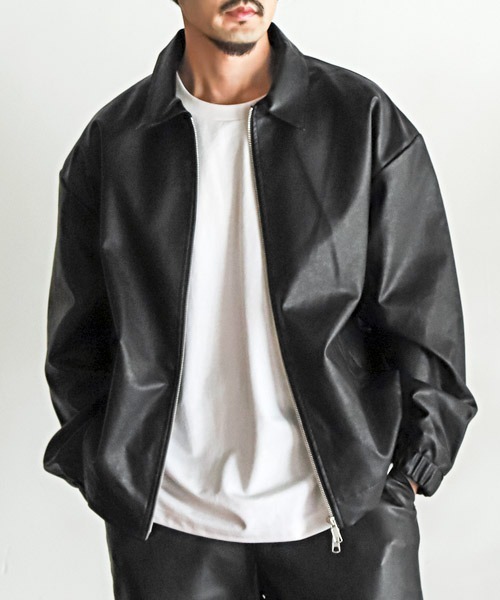 オーバーサイズPUレザージャケット（ブルゾン）｜LUXSTYLE（ラグ