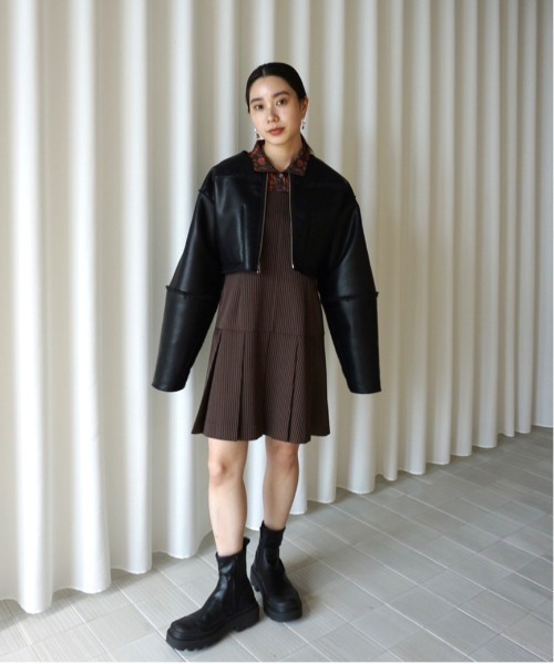 Ameri（アメリ）の「BOA COLLARLESS REVERSIBLE SHORT JACKET（ノー