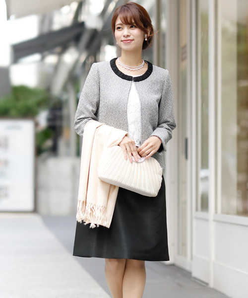 ドッキングセットアップフォーマルツイード＆ノーカラージャケット