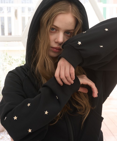 スタースタッズダブルジップパーカー/Star Studs Double Zip Hoodie