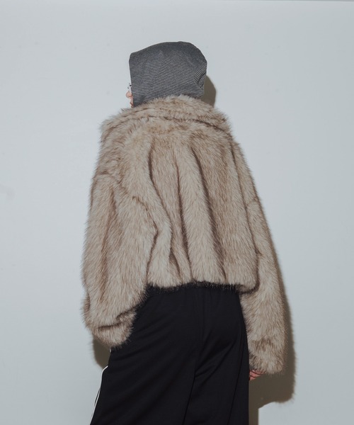 セール】フェイクファーショート丈ダブルジップジャケット（ブルゾン