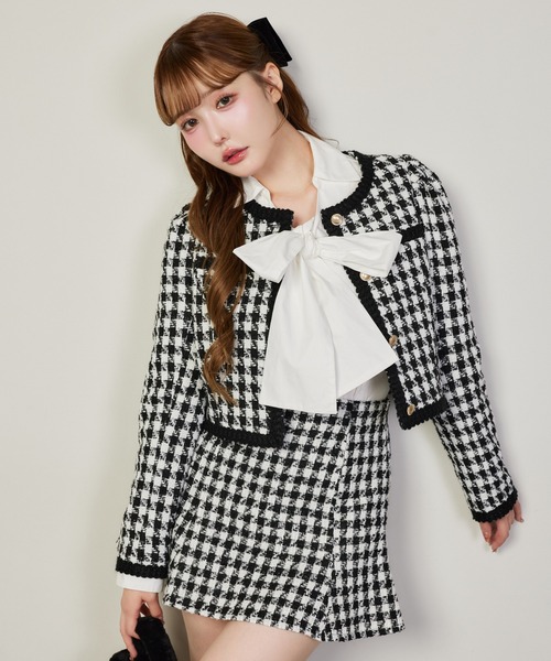 セール】ツイードジャケット（ノーカラージャケット）｜one after