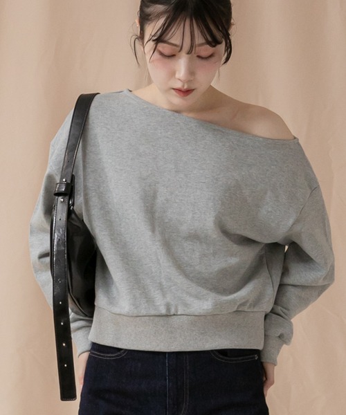 オフショルダースウェットトップス/クロップド 長袖 ノームコア シティ