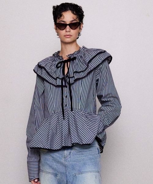 Edge Trim Ruffle Shirt/エッジトリムフリルシャツ【MAISON SPECIAL